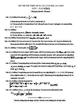 Đề thi thử THPT quốc gia năm học 2014 - 2015 môn Toán (lần 1)